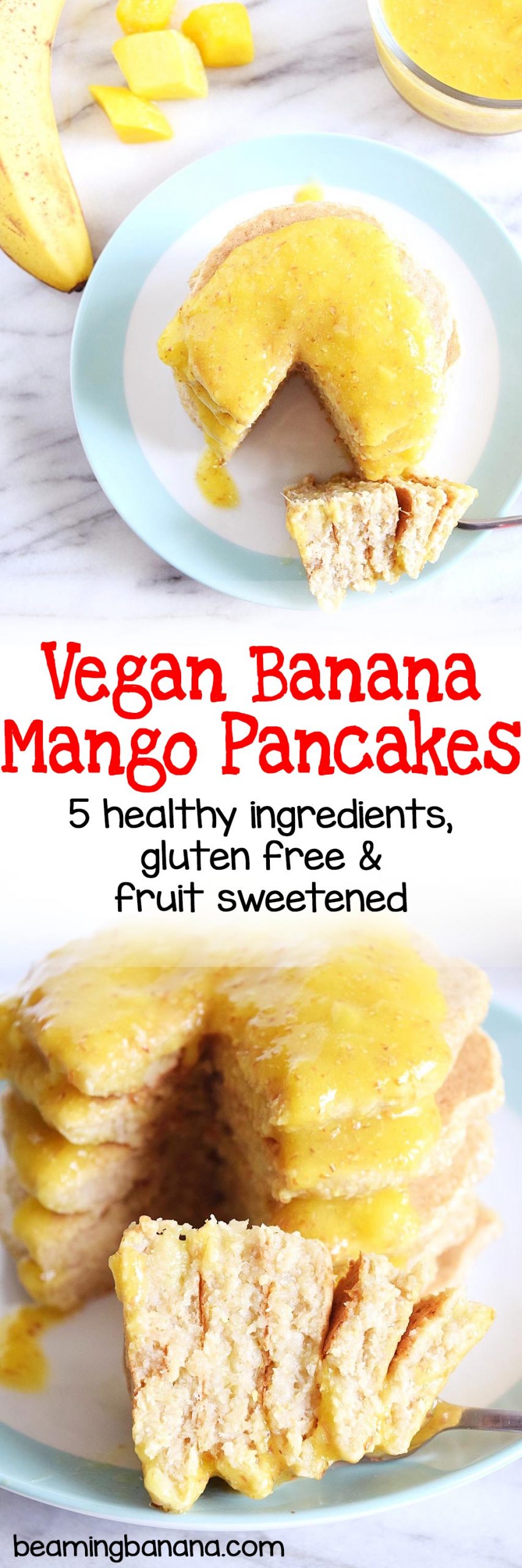 Vegan Banana Mango Pancakes - Sweet Vegan Sara