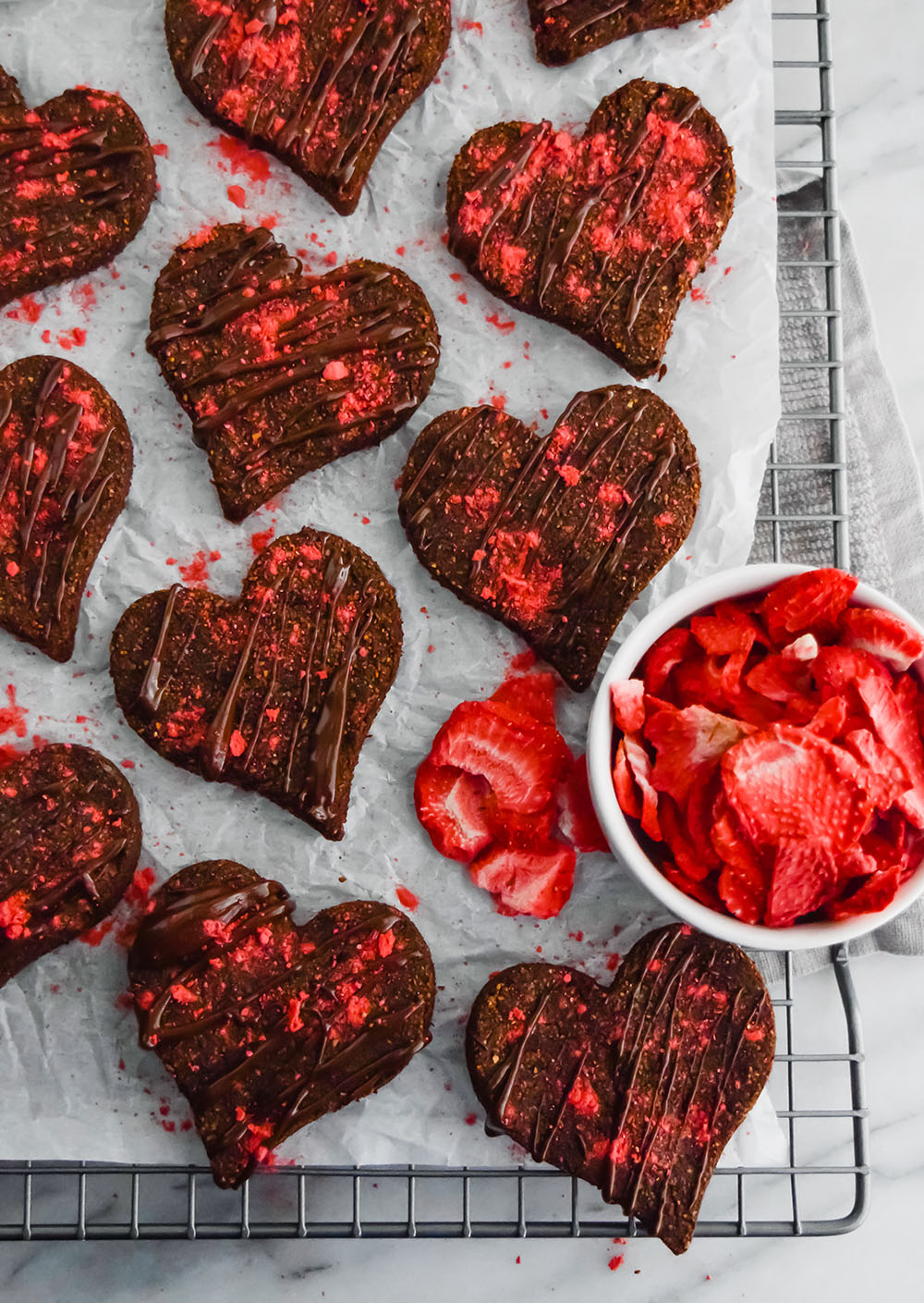 Vegan Valentine's Day Chocolate Strawberry Cookies - Sweet Vegan Sara