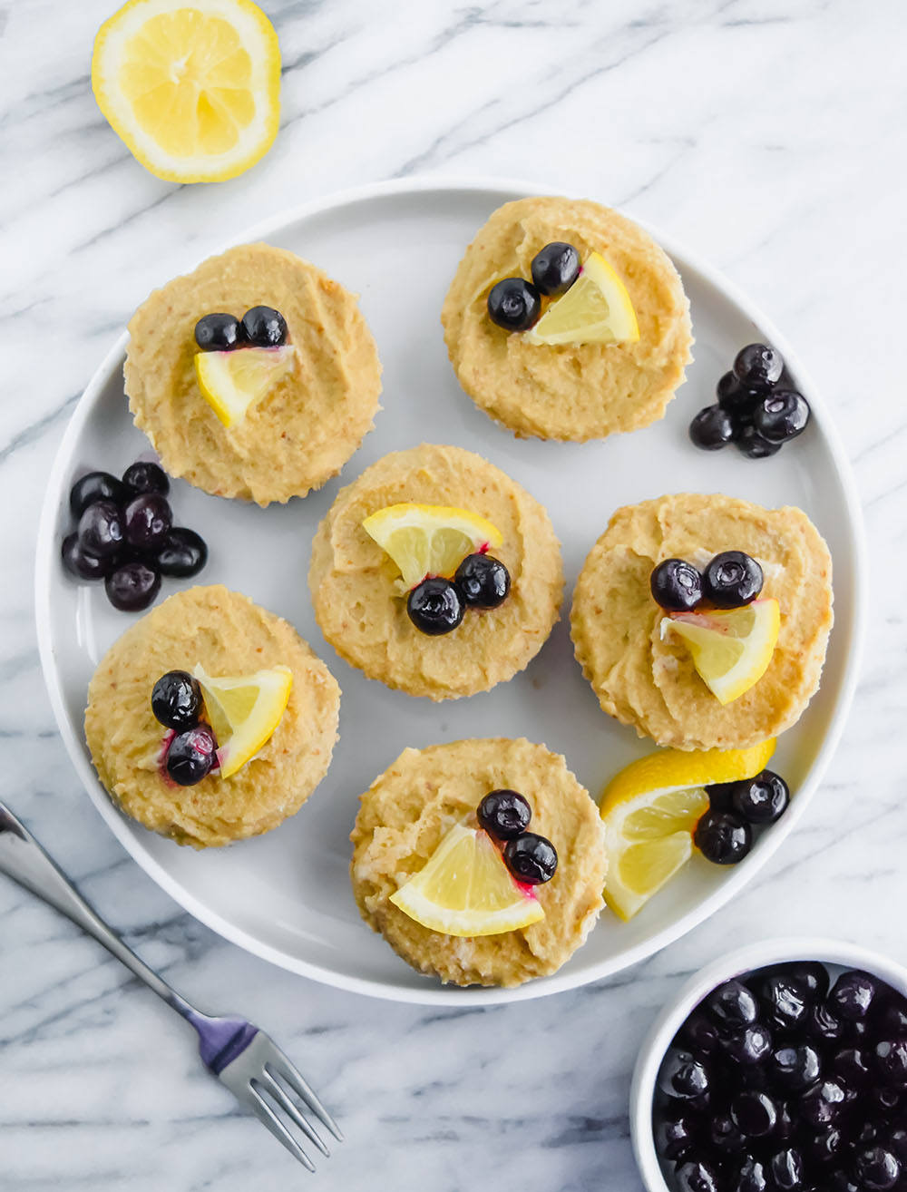 Vegan Blueberry Lemon Mini Cheesecakes