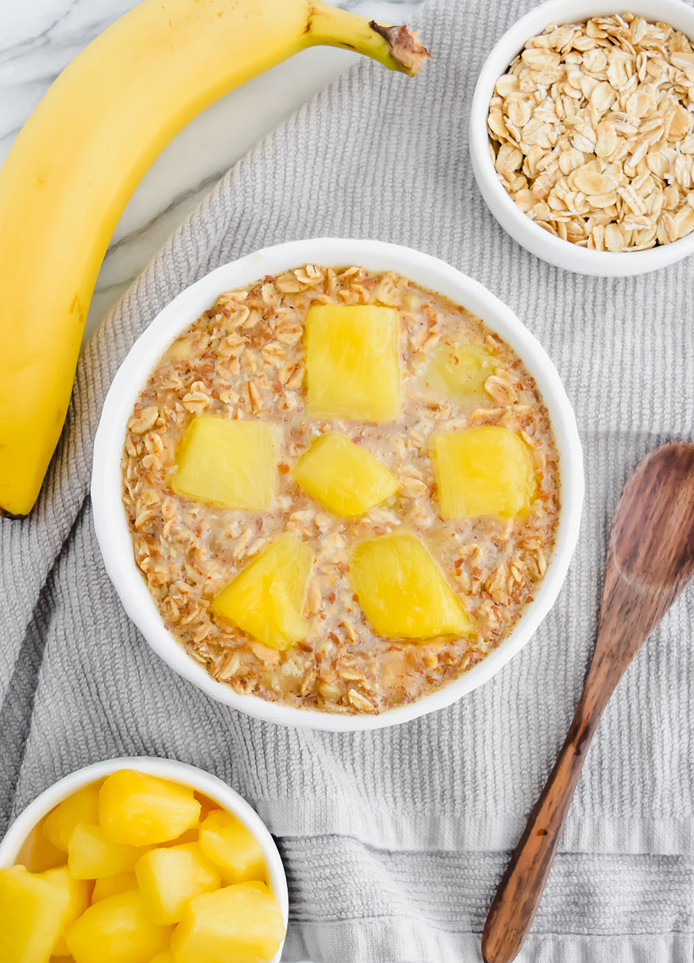 Vegan Single Serve Pineapple Banana Baked Oatmeal