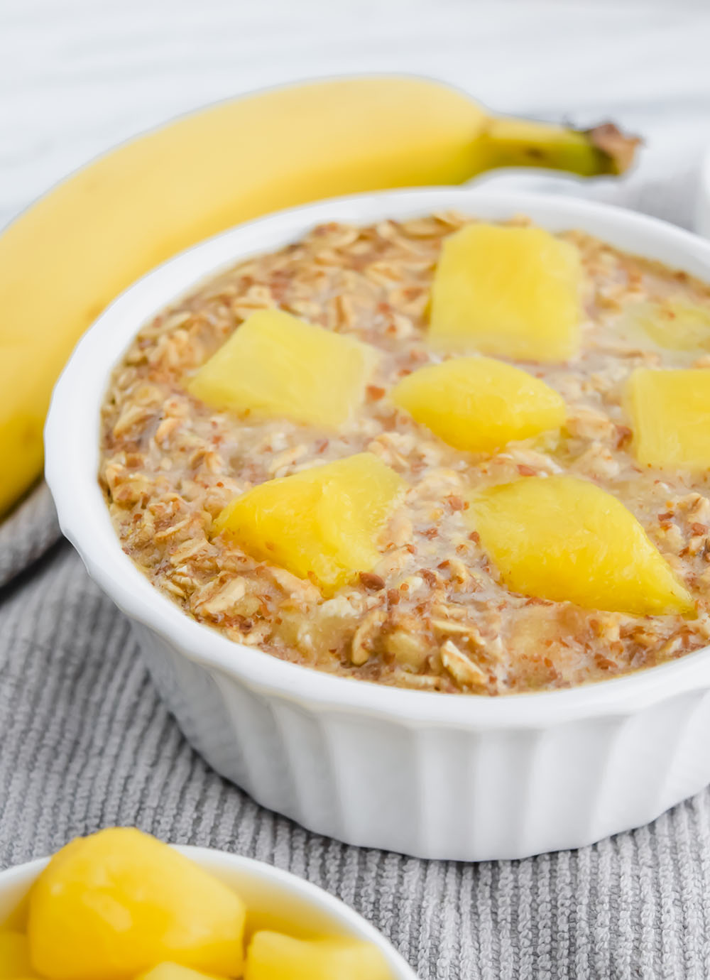 Vegan Single Serve Pineapple Banana Baked Oatmeal