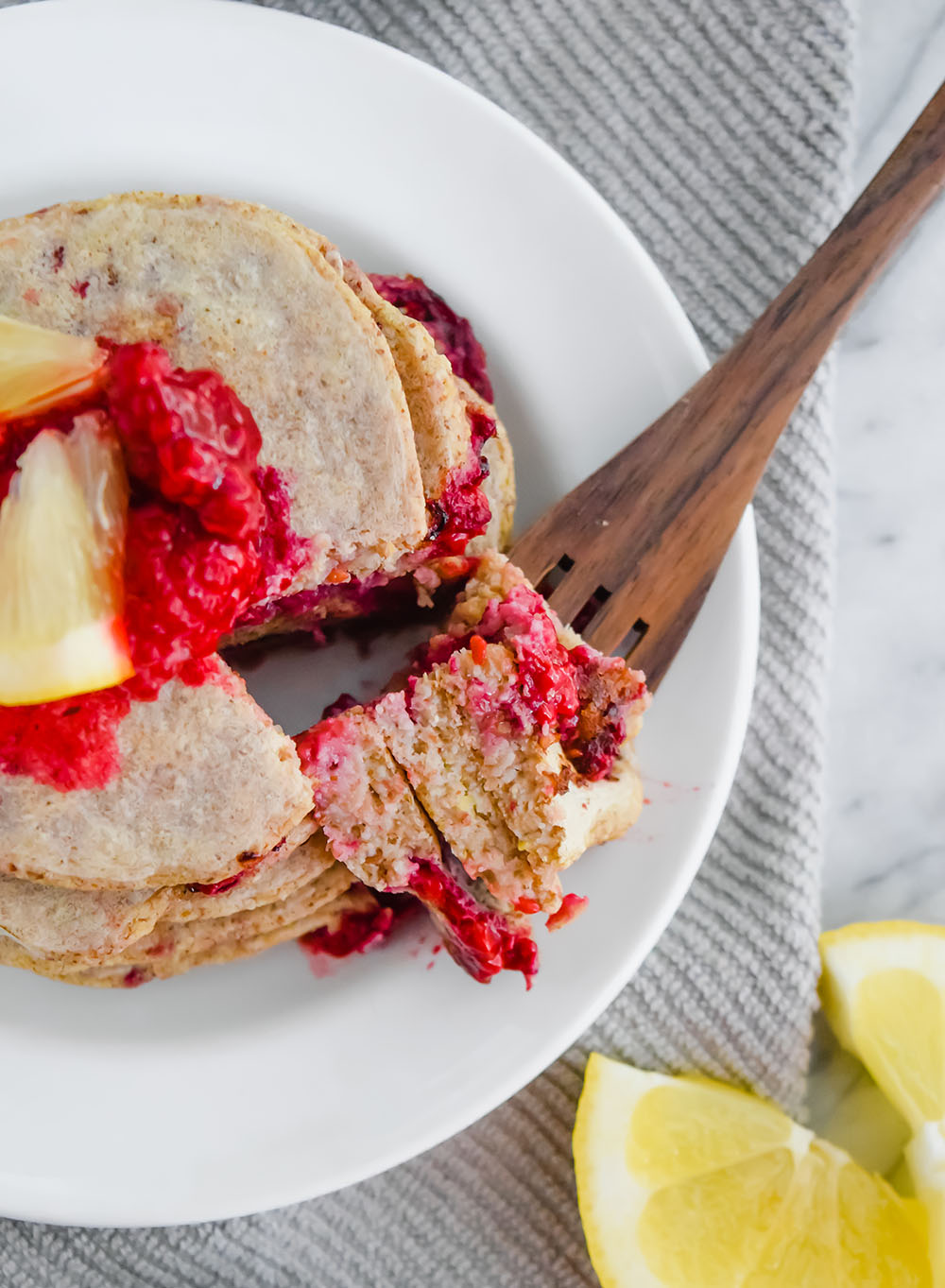 Vegan Lemon Raspberry Pancakes